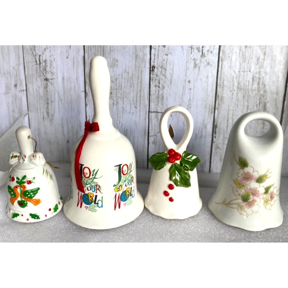 Christmas Bell Decor Toscany White Ceramic Bell Finger Japan and other ceramic